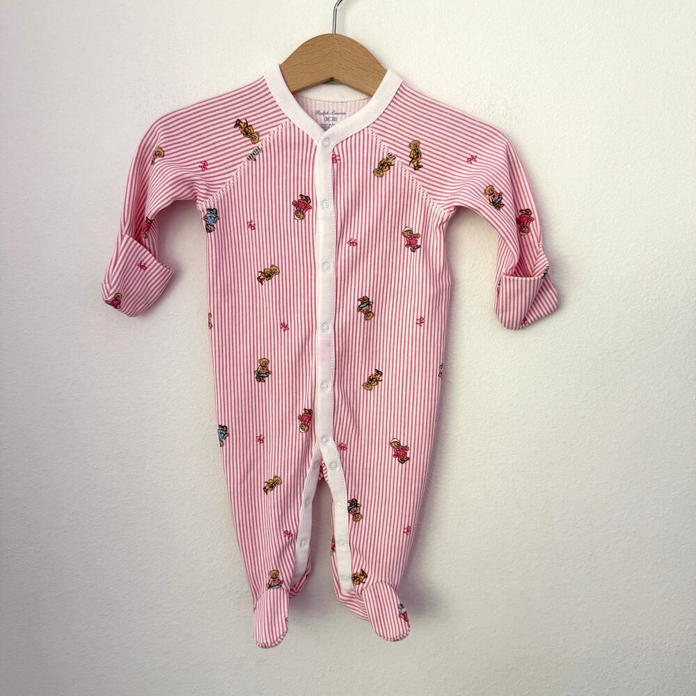 Ralph Lauren Striped Bear Graphic Footie Pajamas 3 months